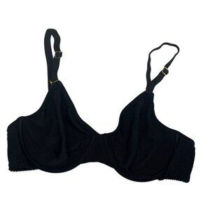 Warners Beware Vintage Black Ribbed Underwire Bra 36B Adjustable Straps Nylon/Sp